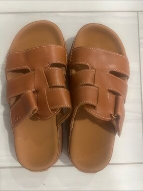 UGG Women's Leather Slide Sandals in Brown